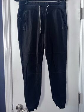ASRV Black Jogger Sweatpants with White Drawstring